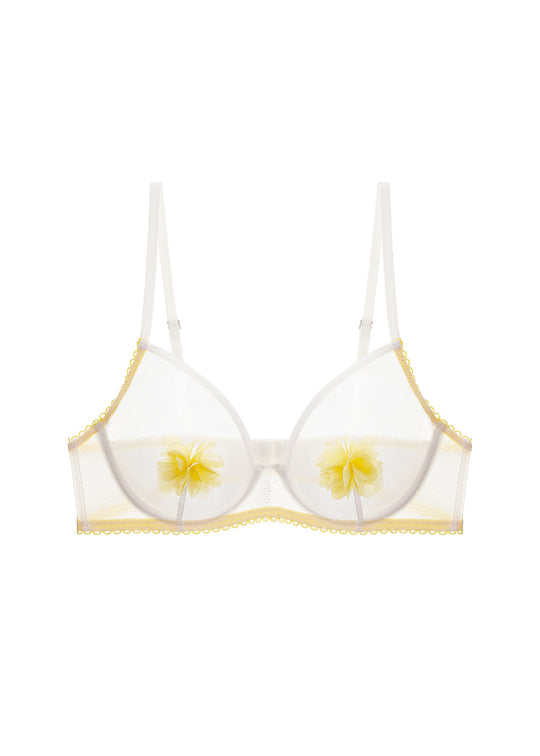 MAGNOLIA White Mesh Unlined Underwired Demi Bra