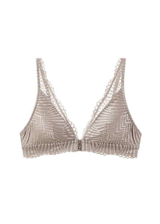 MANDY Plus Back-Closure Brown Lace Triangle Bralette