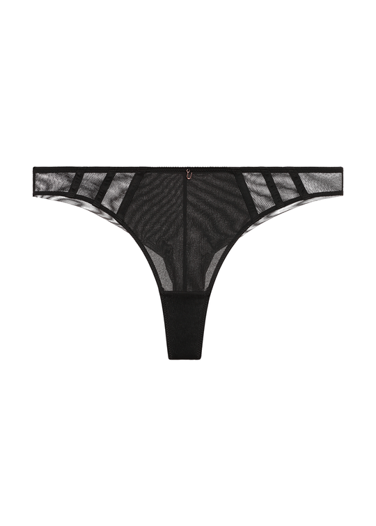 MARLENE Black Mesh Tanga Panties