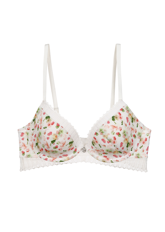 MELANIE Printed Plunge Lace Molded Padded Demi Bra