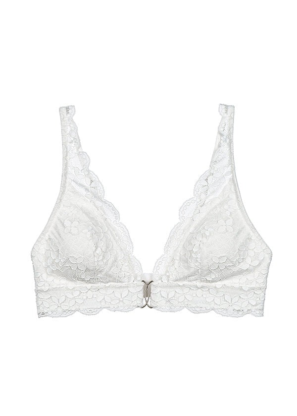 MIA Wireless White Lace Bralettes in Triangle Cup with Racerback