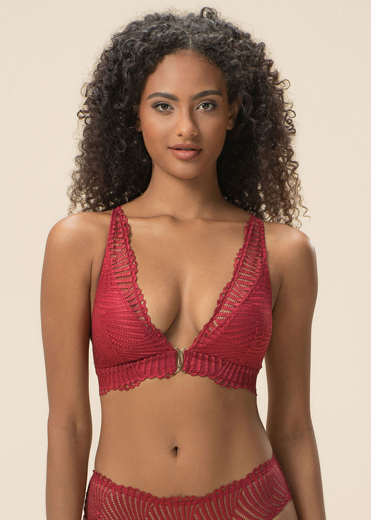 MILANO Red Lace Triangle Bralette with Removable Padding