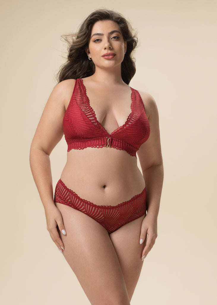 MILANO Plus Red Lace Triangle Bralette with Removable Padding