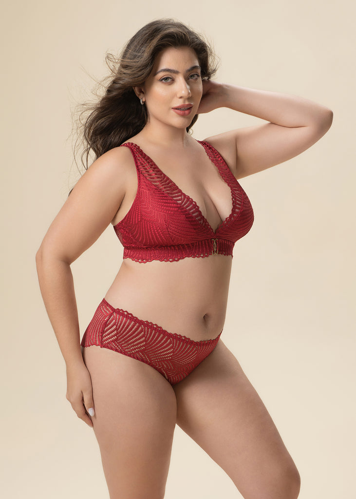 MILANO Plus Red Lace Triangle Bralette with Removable Padding