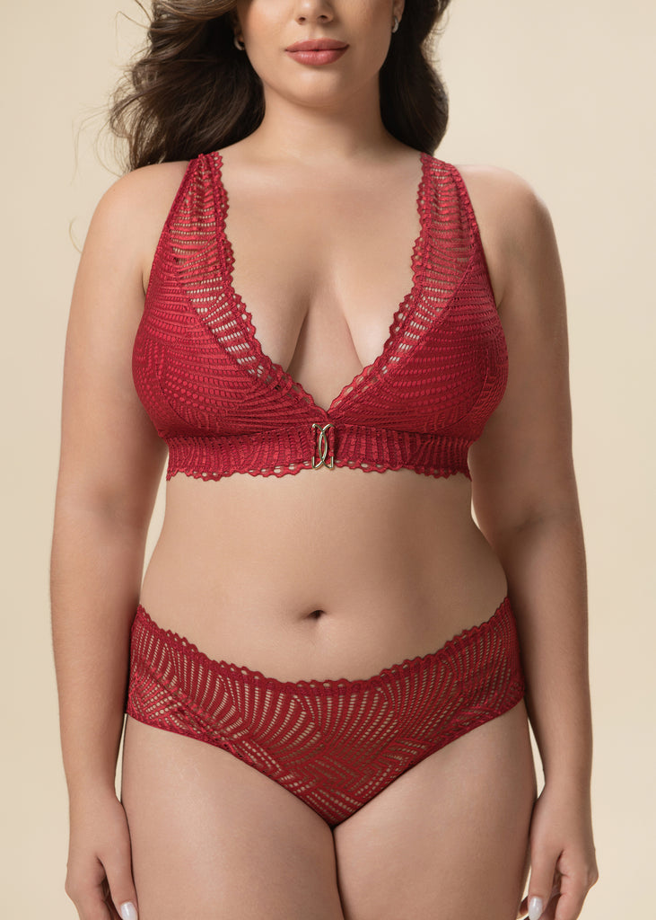 MILANO Plus Red Lace Triangle Bralette with Removable Padding