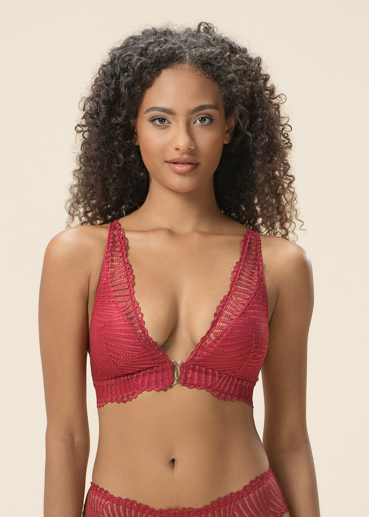 MILANO Plus Red Lace Triangle Bralette with Removable Padding