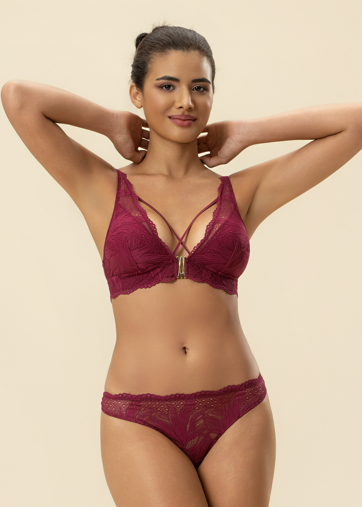 MIRA Red Floral Lace Lingerie Set