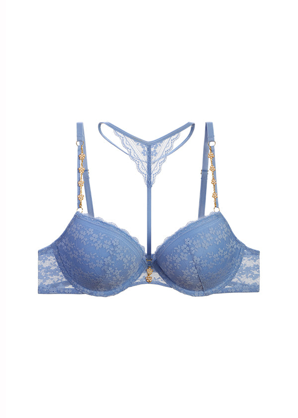 MOLLY Underwired Blue Floral Lace Demi Bra