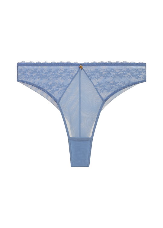 MOLLY Seductive Floral Lace Blue Tanga Panties