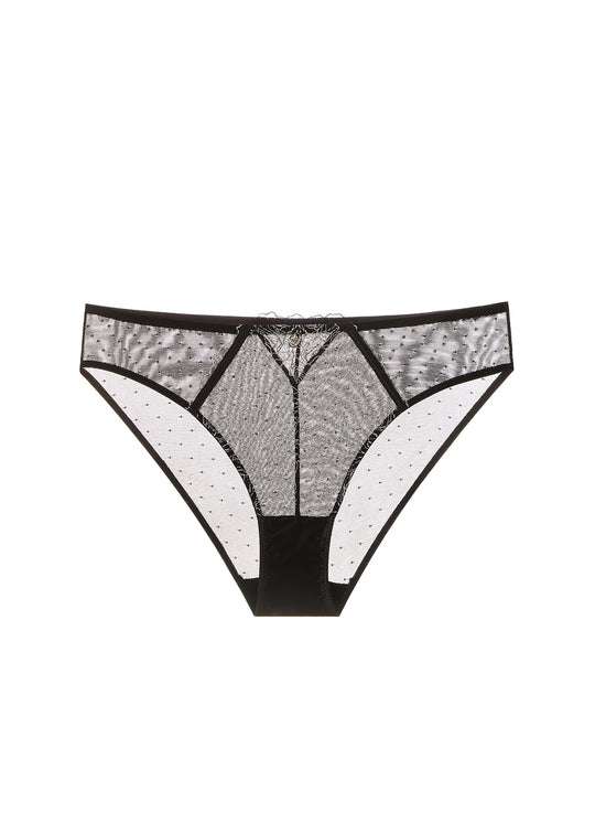 PAULA Plus Sexy Black Silver Embroidery Brief Panties