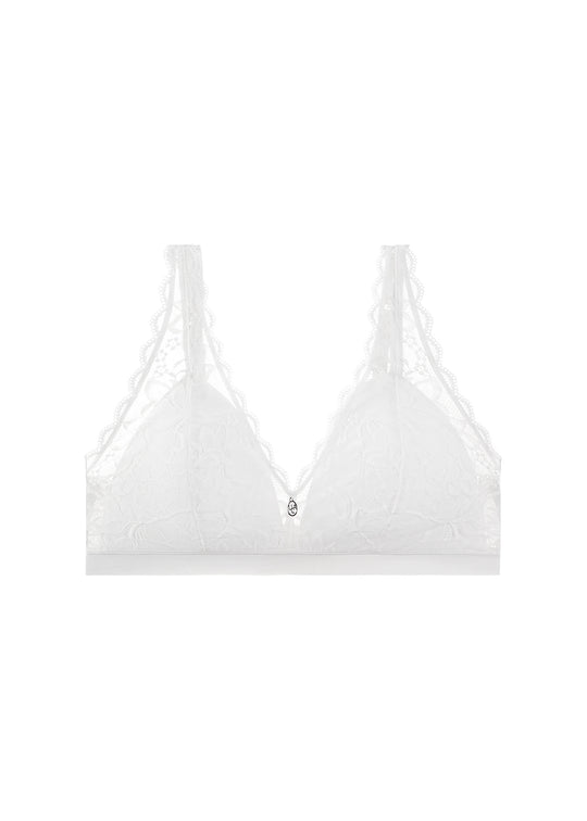 PEARL White Lace Wireless Plunge Bra