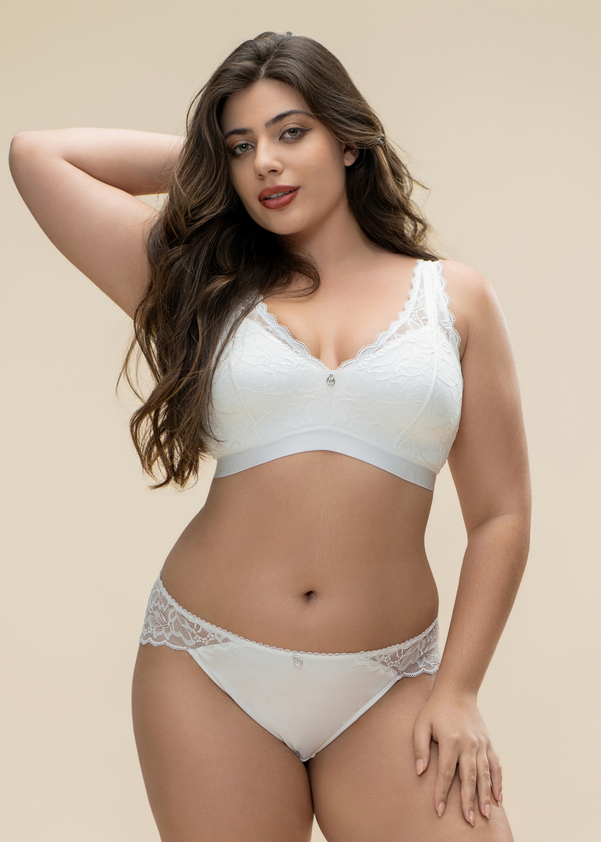 Women Artsy Pure Color Lace Wireless Bra