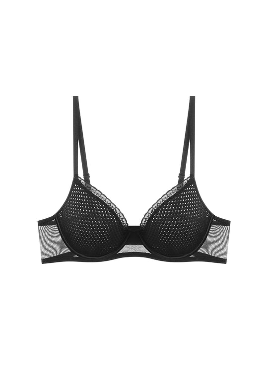 QARA Plus Black Underwired Molded Cup Demi Bra