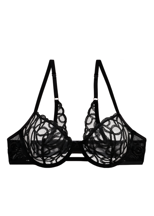 RUBY Sexy Unlined Black Lace Underwired Demi Bra