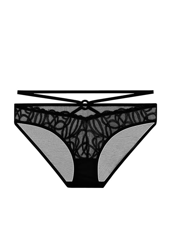 RUBY Black Embroidery Lace Brief Panties