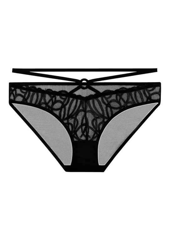 RUBY Black Embroidery Lace Hipster Panties