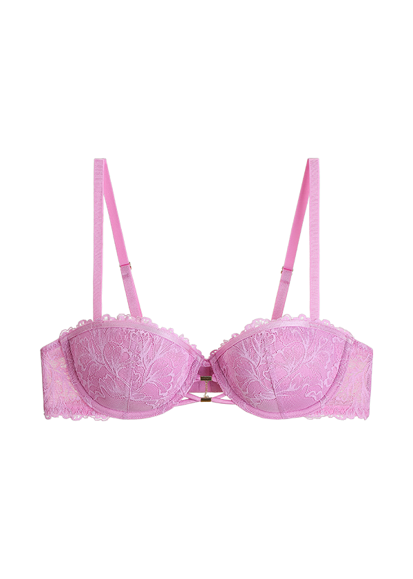 SONIA Sexy Pink Floral Lace Underwired Balconette Demi Bra