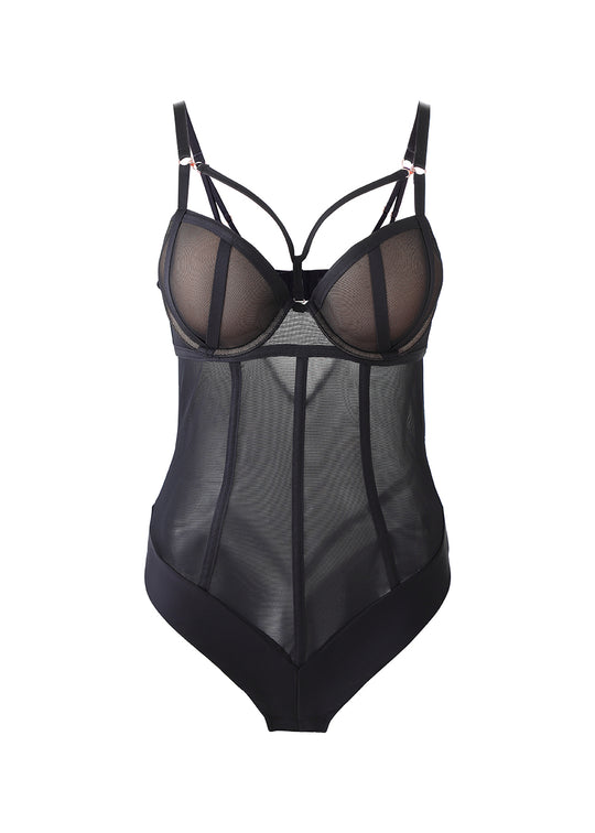 TINA Sexy Push-Up Mesh Black Bodysuit-imgsize-38D