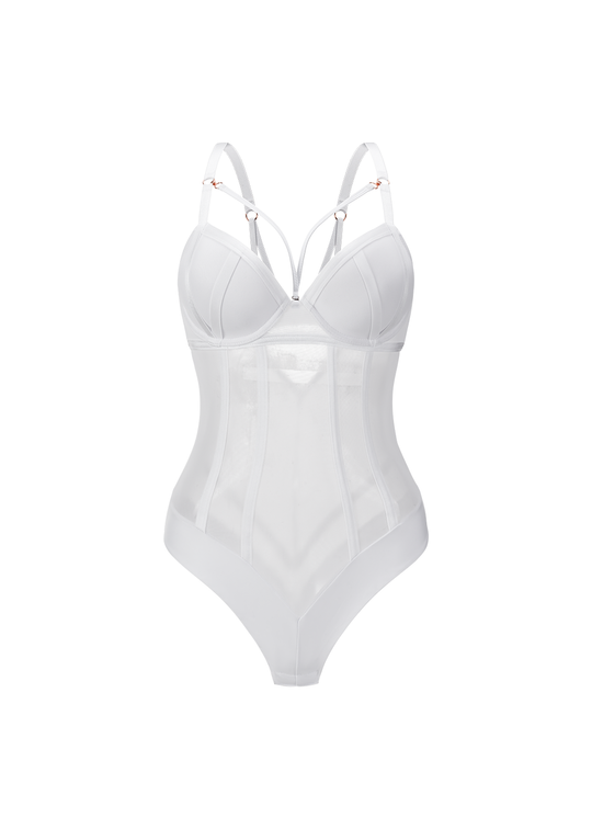 TINA Sexy Push-Up Mesh White Bodysuit