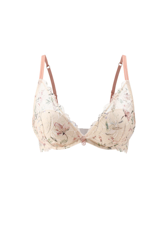 VEDA Floral Lace Push-Up Plunge Bra