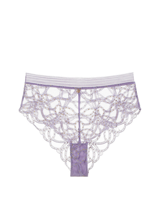 XIMENA Plus Purple Lace Golden Thread High Waist Briefs