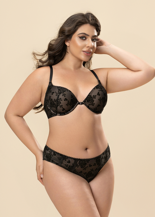 ZORA Plus Black Floral Brief Panties