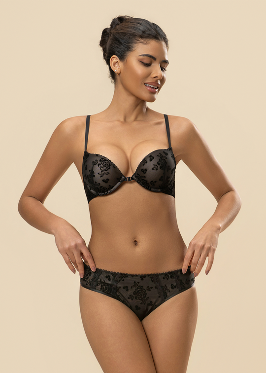 ZORA Black Floral Lingerie Set