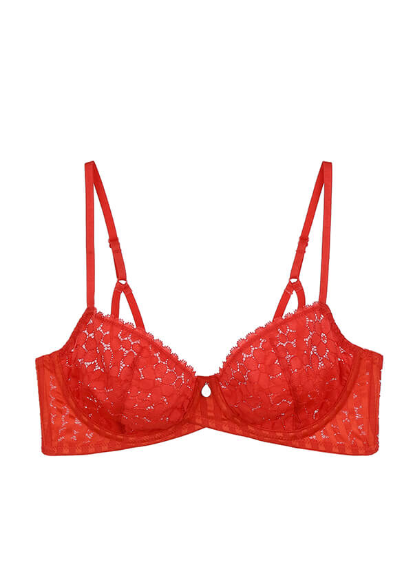 Red Lace Bra, Sexy Unlined Bra For Women