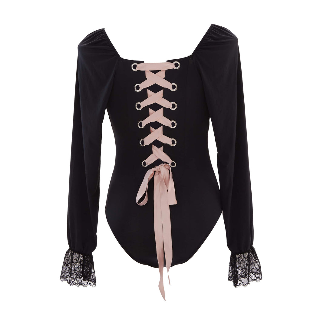 Angelina Lace Up Corset Top - Black