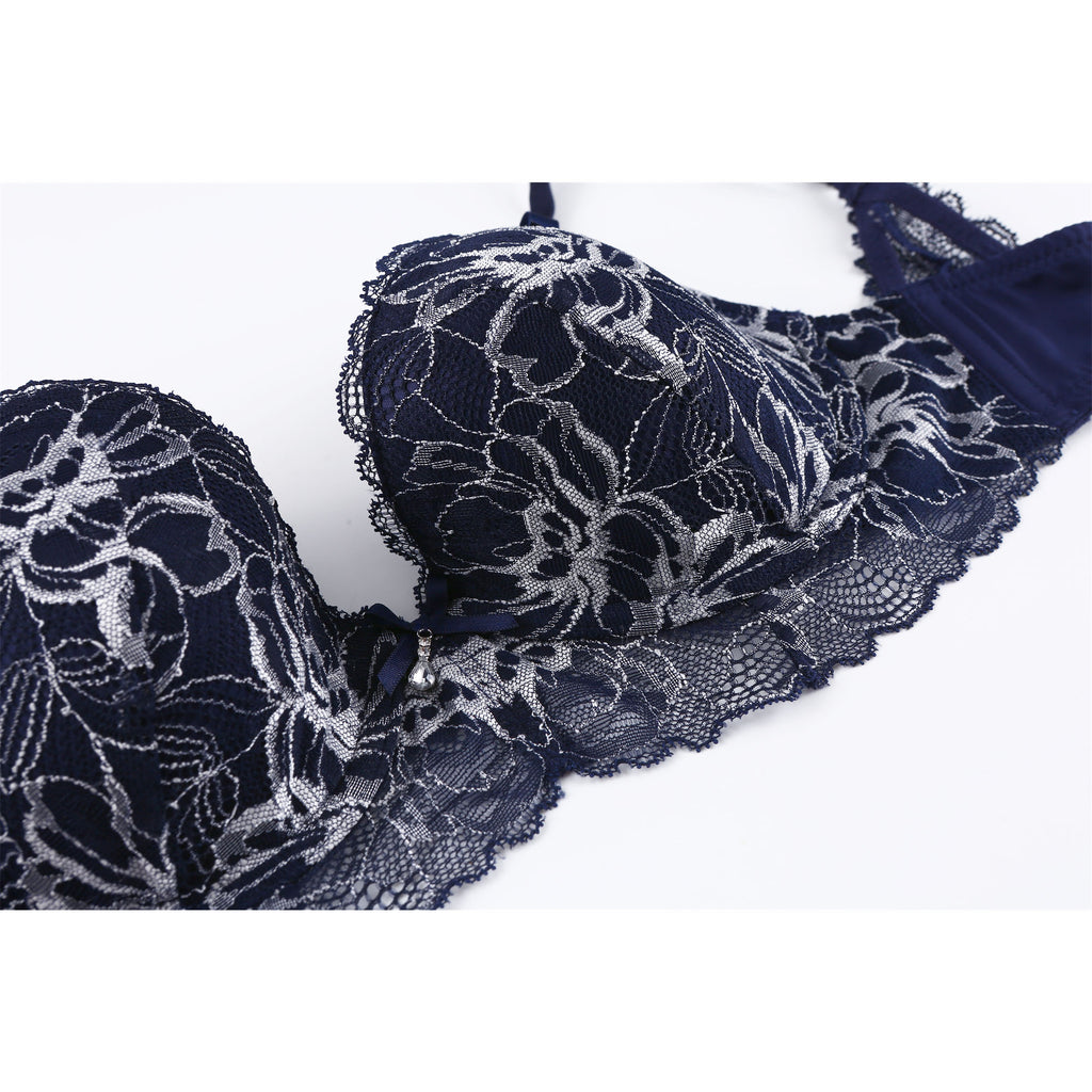 EVELYN Plunge Full-Coverage Molded Lace Bra