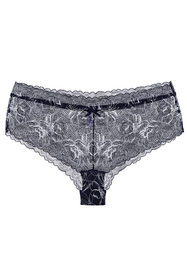 EVELYN Flower Pattern Contrast Color Lace Boyshorts Panties
