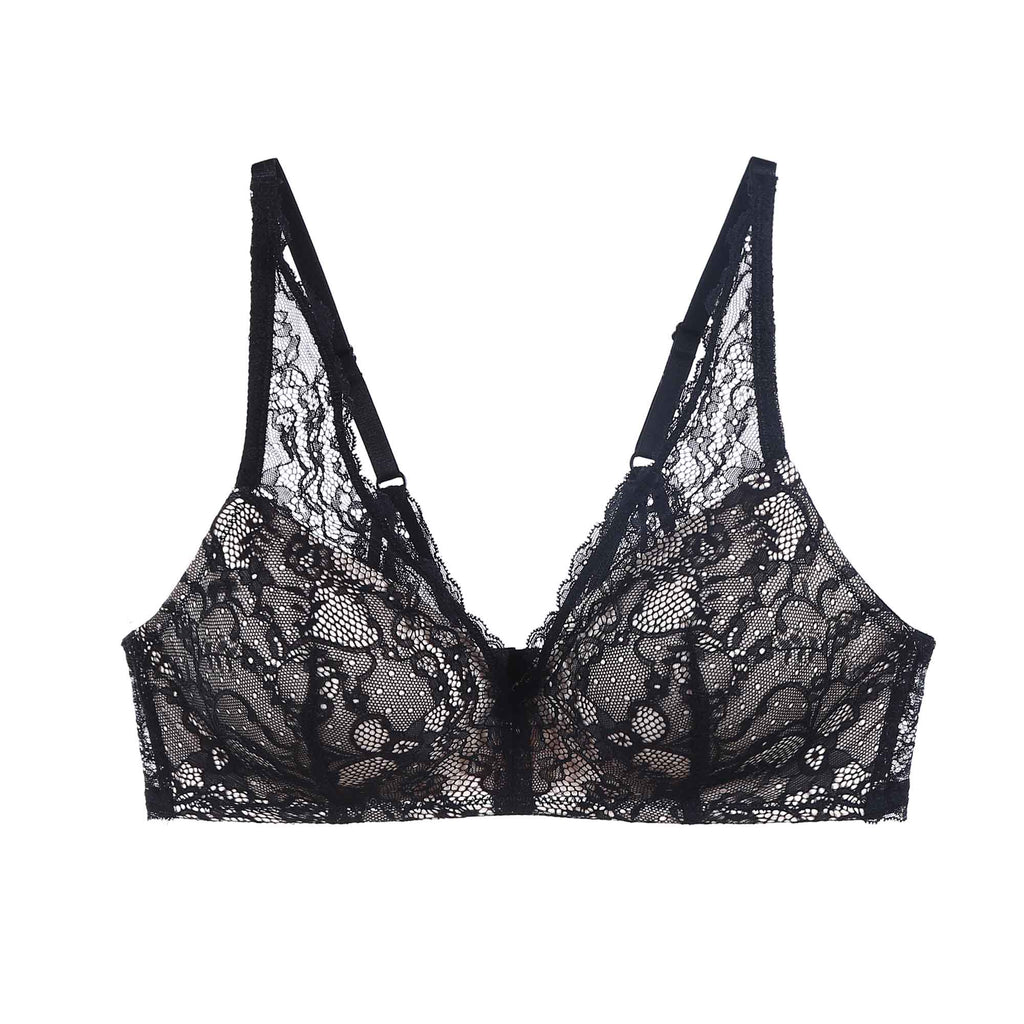 Black Titania Lace Plunge Bralette, Ethical & Sustainable Lingerie